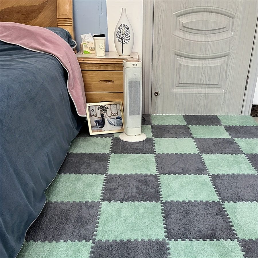 12 Stück, Kreatives Puzzle Splicing Teppich, Vollständige Stadtblock Bodenmatte, Einfarbiges quadratisches Nachttischdecke Schlafzimmermatte Fußdecke, 29,97*29,97 cm, Wohnkultur, Zimmerdekoration, Einweihungsgeschenk