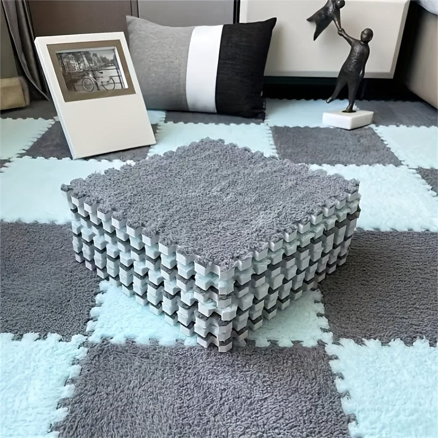 12 Stück, Kreatives Puzzle Splicing Teppich, Vollständige Stadtblock Bodenmatte, Einfarbiges quadratisches Nachttischdecke Schlafzimmermatte Fußdecke, 29,97*29,97 cm, Wohnkultur, Zimmerdekoration, Einweihungsgeschenk
