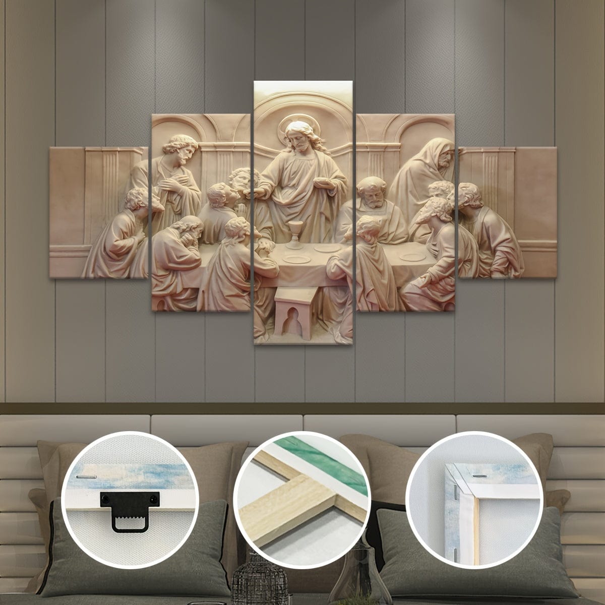 5 Stück Holzrahmen Leinwand Poster, Religiöse Kunst, Gott Schöpfer Leinwand Poster, Ideales Geschenk für Schlafzimmer Wohnzimmer Flur, Wandkunst, Wanddekoration, Winterdekoration, Wanddekoration, Raumdeko