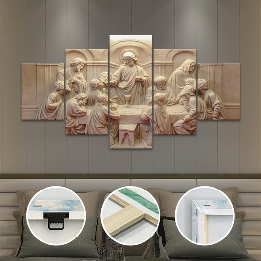 5 Stück Holzrahmen Leinwand Poster, Religiöse Kunst, Gott Schöpfer Leinwand Poster, Ideales Geschenk für Schlafzimmer Wohnzimmer Flur, Wandkunst, Wanddekoration, Winterdekoration, Wanddekoration, Raumdeko