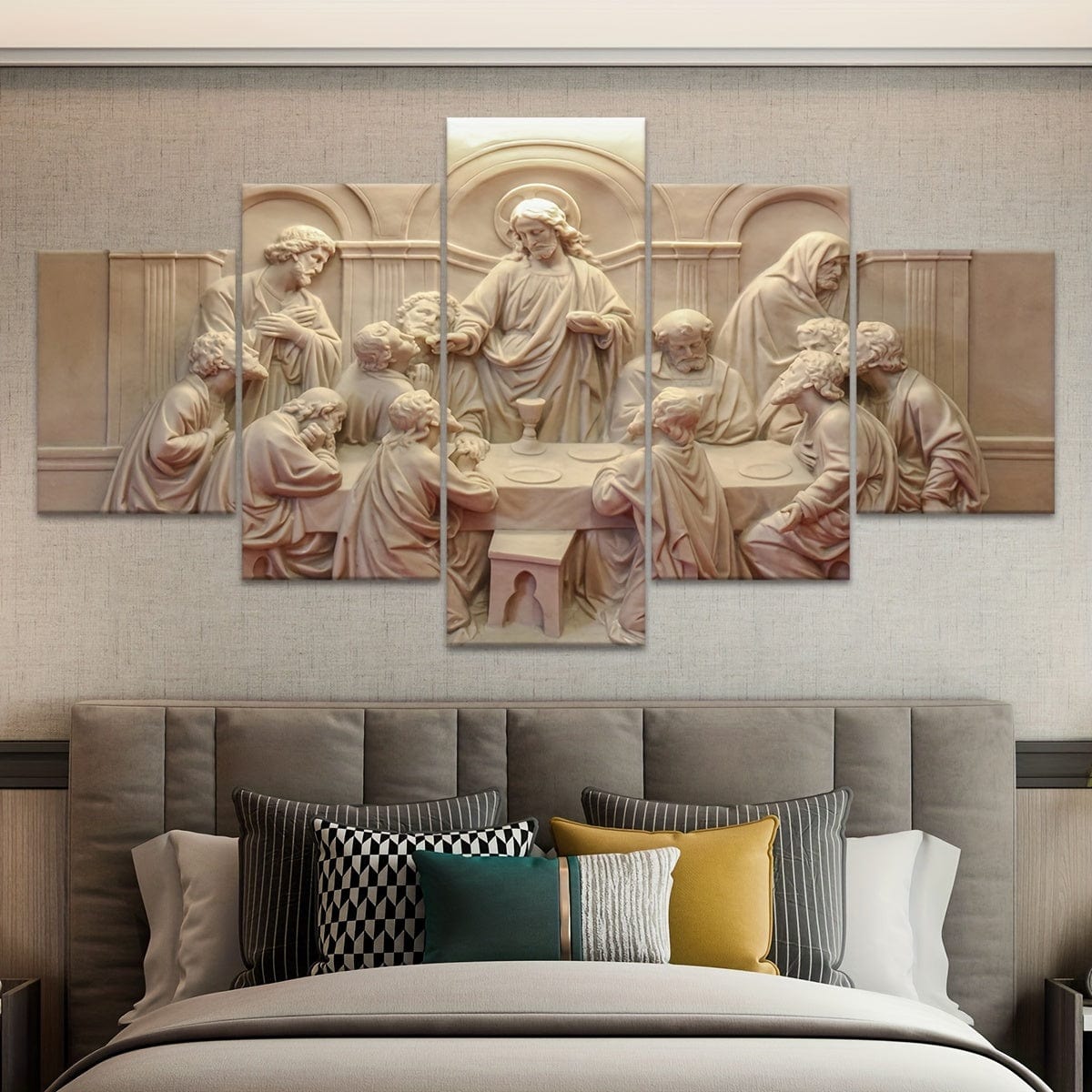5 Stück Holzrahmen Leinwand Poster, Religiöse Kunst, Gott Schöpfer Leinwand Poster, Ideales Geschenk für Schlafzimmer Wohnzimmer Flur, Wandkunst, Wanddekoration, Winterdekoration, Wanddekoration, Raumdeko