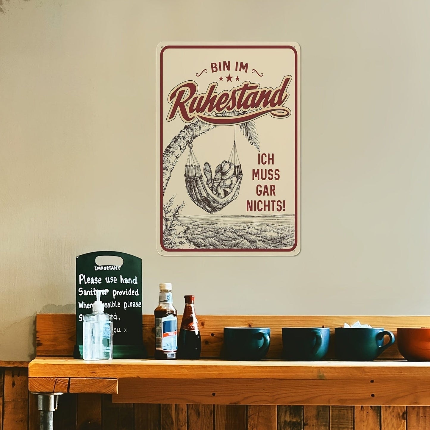 1 Stück Aluminium Ruhestand Schilder, Dekoratives Blechschild Als Geschenk Für Pensionäre "BIN IM Ruhestand - Ich Muss Gar Nichts" 20*30CM