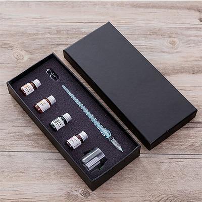 Glas Dip Pen Unterschriftenstift Füllfederhalter Büro Geschäft Schule Schreibwaren Geschenkset Stift + Tinte Set