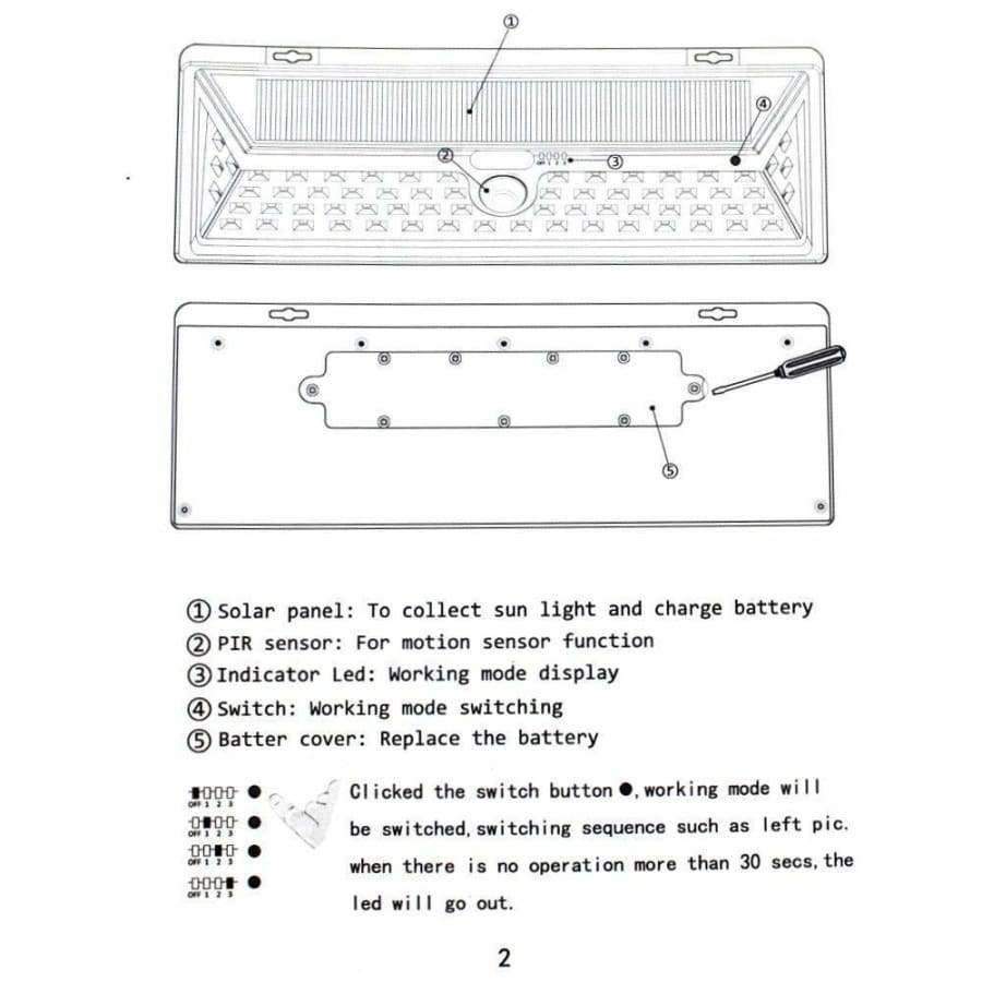 136/90/118 LED Solar-Wandleuchte Bewegungsmelder PIR LED Solar-Wegeleuchten wasserdicht IP65 Außenbeleuchtung Garten Straßen Wandleuchte