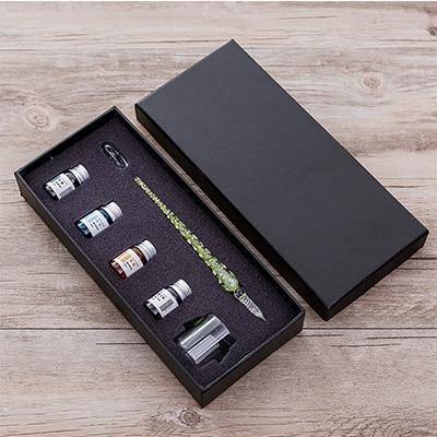 Glas Dip Pen Unterschriftenstift Füllfederhalter Büro Geschäft Schule Schreibwaren Geschenkset Stift + Tinte Set