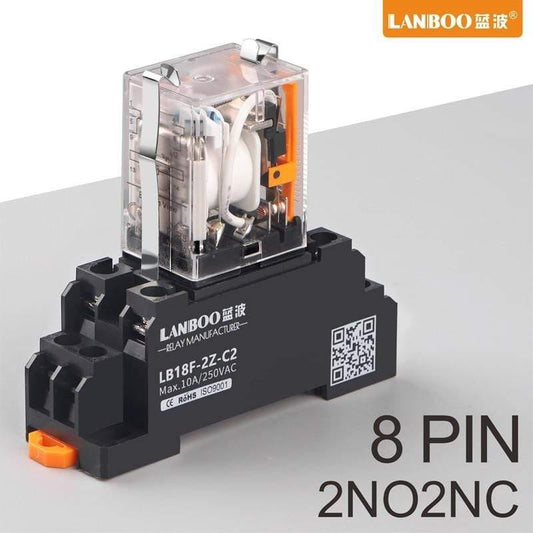 LANBOO HH52P MY2NJ Relais Spule Allgemein DPDT Mikro Mini Elektromagnetisches Relais Schalter Mit Sockel Basis LED AC 220V DC 12V