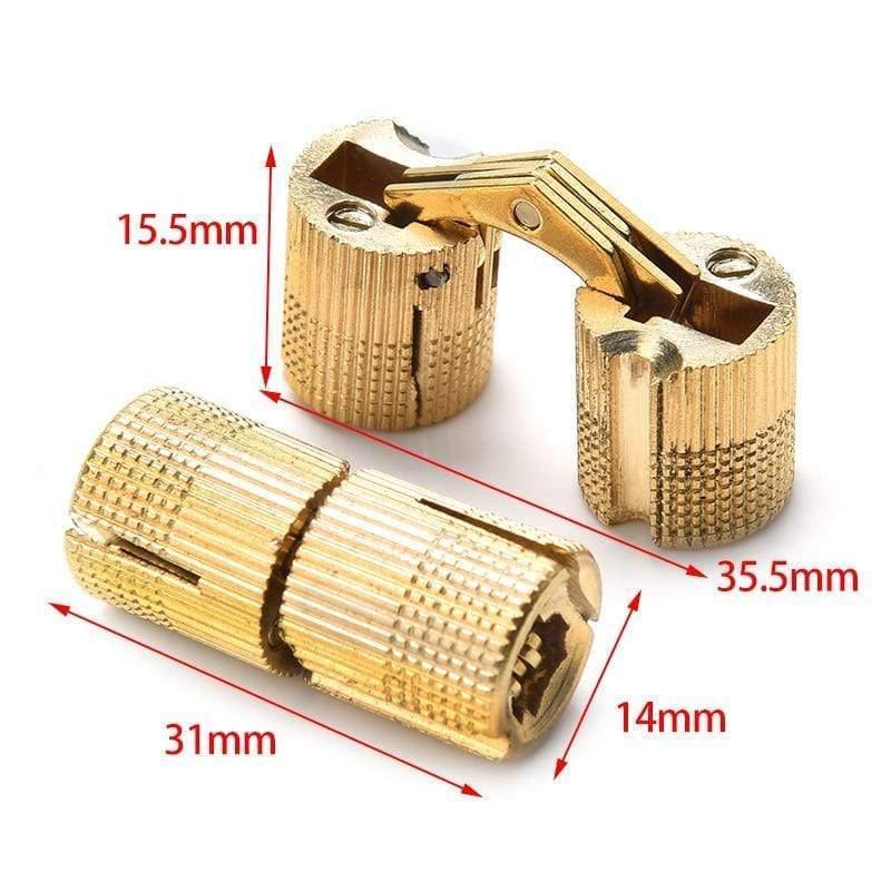 4PCS NAIERDI Kupfer Messing Möbel Scharniere 8-18mm Zylindrische Verborgene Schrank Unsichtbare Tür Kasten Scharniere Für Hardware