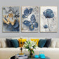 3 Stück, Luxus Blumen Schmetterling Öl Gemälde Wand Kunst Leinwand Gemälde für Wohnzimmer Dekor - 15,7x23,6 Zoll/40cmx60cm - Kein Rahmen erforderlich