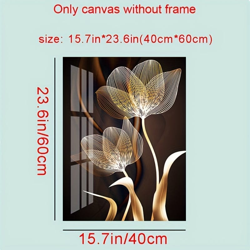 3 Stück Ungerahmtes Poster, Schwarz und Goldene Blumen Wandkunst Leinwandgemälde für Wohnzimmer Dekor - Modernes Abstraktes Design, 15,7x23,6 Zoll/40x60 cm