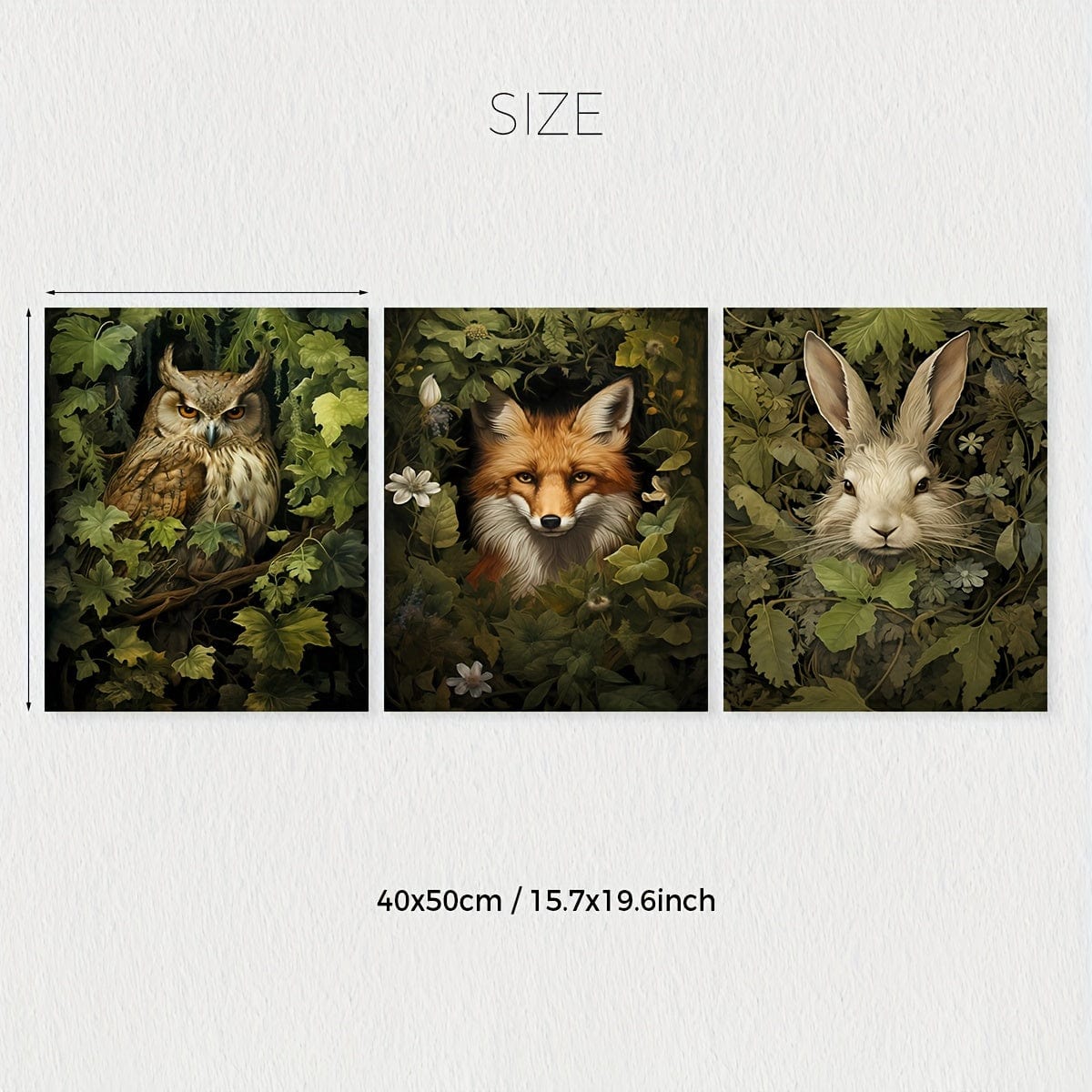 3pcs/set Unframed Canvas Poster, Retro Kunst, Magischer Wald Tier Wandkunst, Waldhexe Wandkunst, Waldtier Poster, Ideales Geschenk Für Schlafzimmer Wohnzimmer Flur, Wandkunst, Wanddekoration, Winterdekoration, Zimmerdekoration