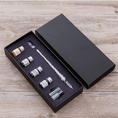 Glas Dip Pen Unterschriftenstift Füllfederhalter Büro Geschäft Schule Schreibwaren Geschenkset Stift + Tinte Set