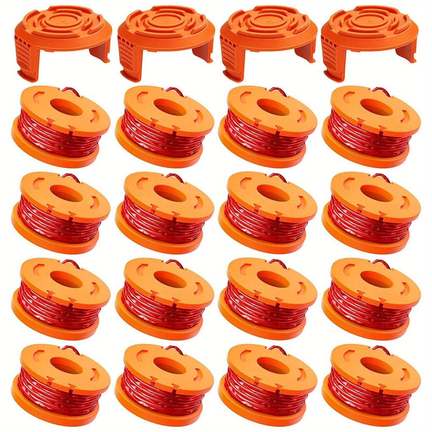 20 Packs Ersatz 10ft (3m) Grass Trimmer Line Spule, Edger Line Spule Kompatibel Modell Worx WA0010 (16 Ersatz Line Spule, 4 Trimmer Kappe)