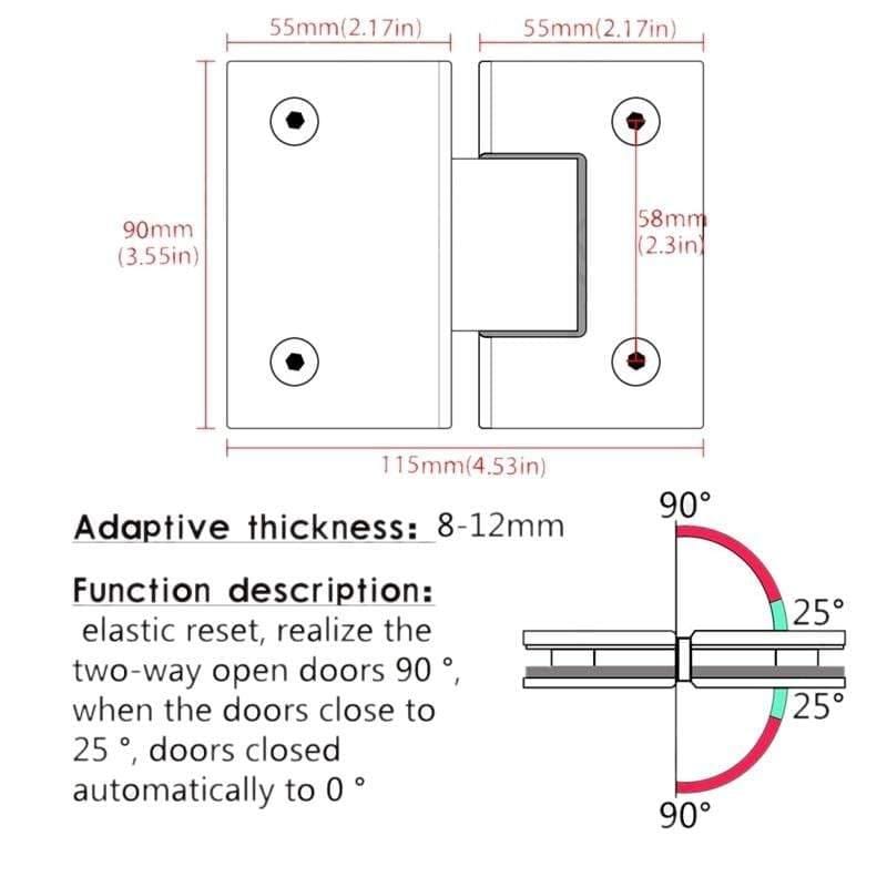 180-Grad-Glas-Tür-Schrank Vitrine Schrank Clip Glas-Dusch-Tür-Scharnier Ersatzteile Edelstahl Polis