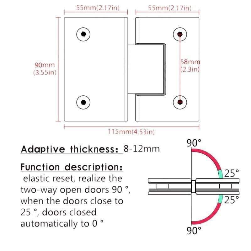 180-Grad-Glas-Tür-Schrank Vitrine Schrank Clip Glas-Dusch-Tür-Scharnier Ersatzteile Edelstahl Polis