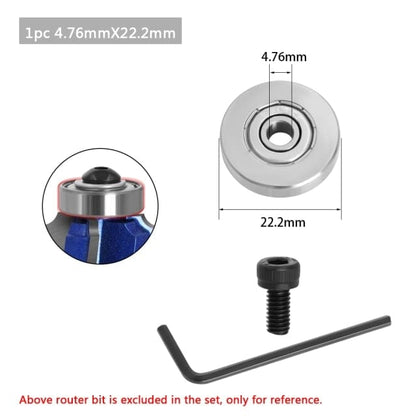 Durable steel bearing accessory kit fits for router bits heads and shank top mounted 1/2, 3/8, 3/4 bearing &amp; retaining ring
