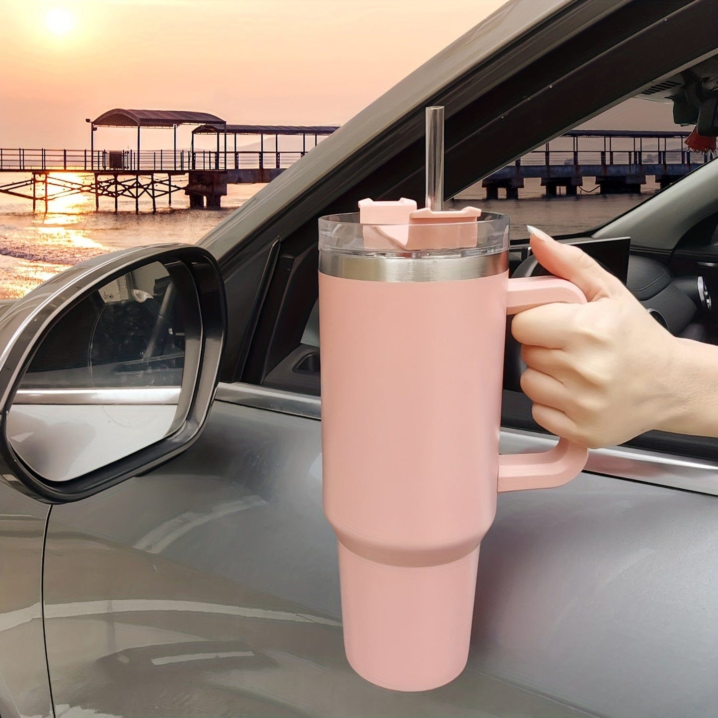 1 Stück 40 Oz Tumbler mit Deckel und Strohhalm, 18/8 Edelstahl Vakuum isolierter Reisebecher, Thermo- & Eiskaffee-Becher, doppelwandige auslaufsichere Sportwasserflasche für heiße und kalte Getränke