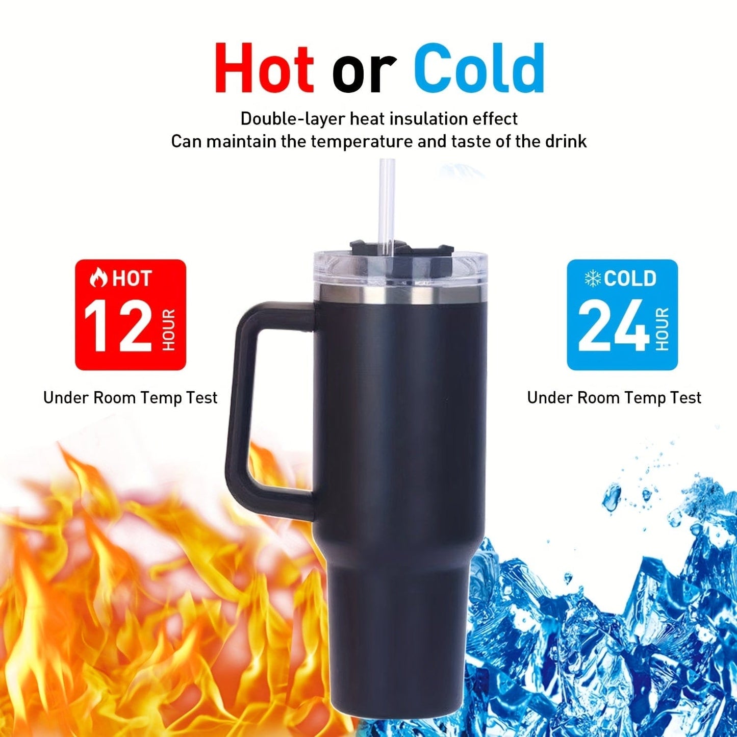 1 Stück 40 Oz Tumbler mit Deckel und Strohhalm, 18/8 Edelstahl Vakuum isolierter Reisebecher, Thermo- & Eiskaffee-Becher, doppelwandige auslaufsichere Sportwasserflasche für heiße und kalte Getränke