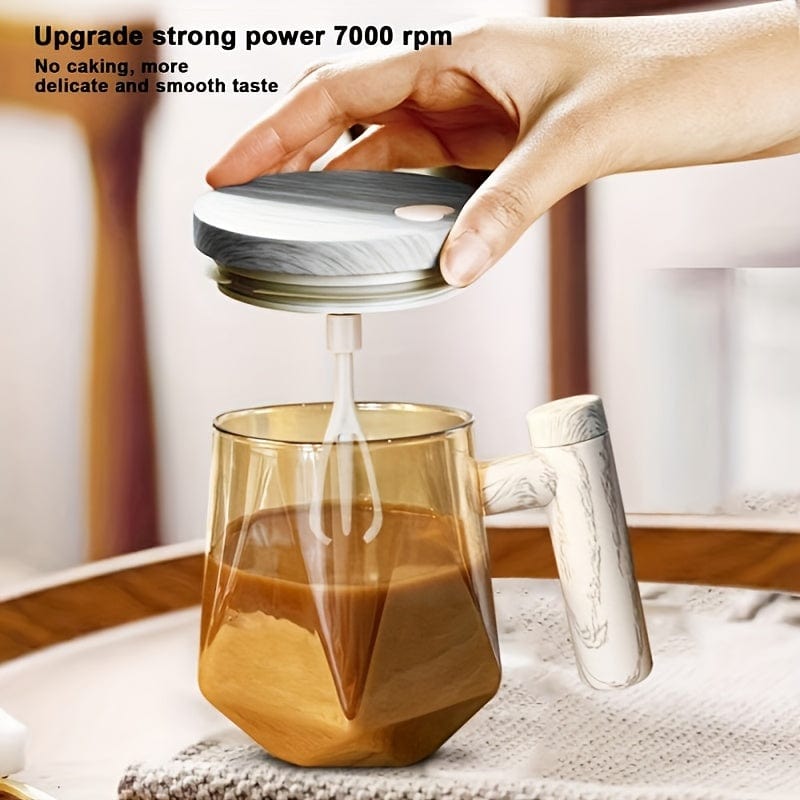 1 Stk, 400ML Elektrische Selbstrührende Kaffeetasse Tragbare Glastasse Hochgeschwindigkeits-Selbstrühre Kaffeemischbecher Für Speisesäle Fitnessstudios Parks Schule