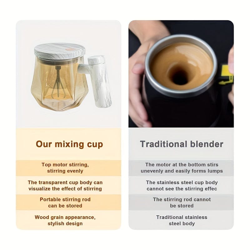 1 Stk, 400ML Elektrische Selbstrührende Kaffeetasse Tragbare Glastasse Hochgeschwindigkeits-Selbstrühre Kaffeemischbecher Für Speisesäle Fitnessstudios Parks Schule