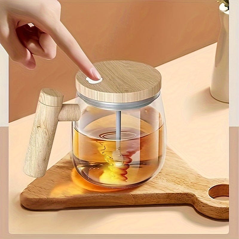 1 Stk, 400ML Elektrische Selbstrührende Kaffeetasse Tragbare Glastasse Hochgeschwindigkeits-Selbstrühre Kaffeemischbecher Für Speisesäle Fitnessstudios Parks Schule