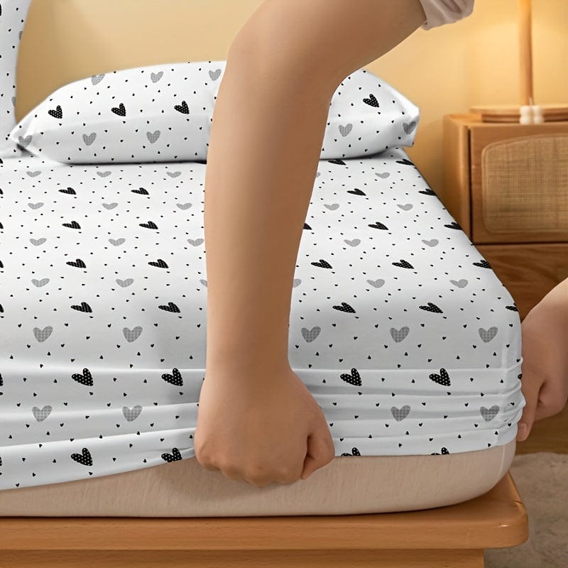 1 Stück Gebürstetes Spannbettlaken, Weiches Bequemes Herzmuster Bettwäsche Spannbettlaken, Für Schlafzimmer, Gästezimmer, Mit Tiefem Pocket, Nur Spannbettlaken, Ohne Kissenbezug