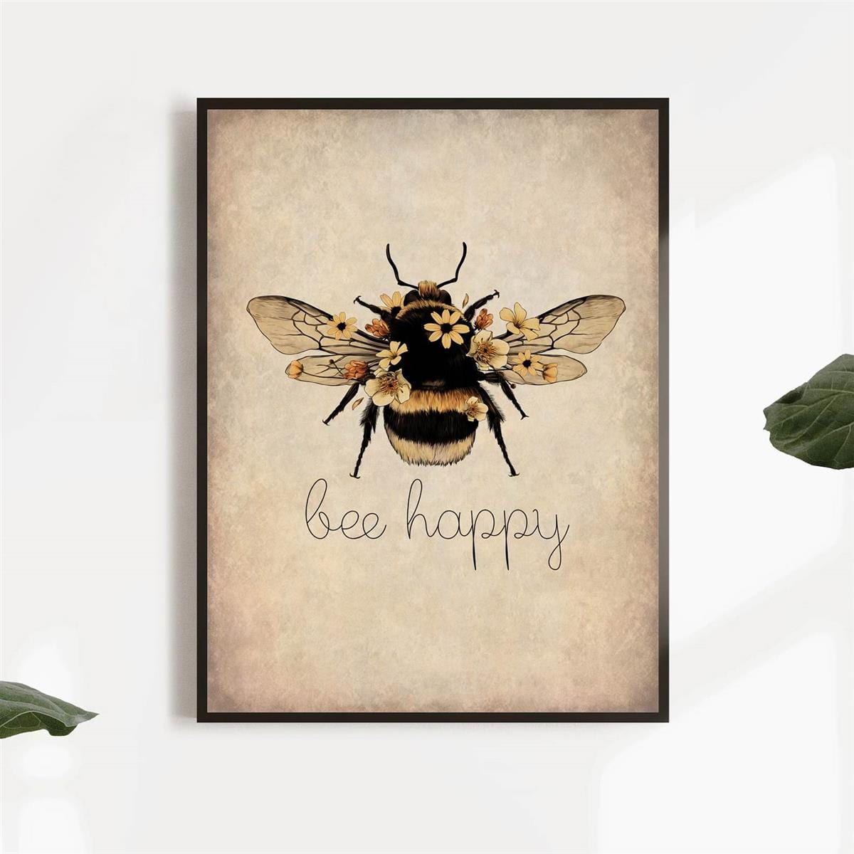 1Stück, Leinwand Poster, Bee Happy Druck - Bee Kind, Bee Yourself, Natur Druck, Bee Lover Wandkunst, Für Wohnzimmer Schlafzimmer, Wanddeko, Wohnaccessoire, Inspirierendes Zitat, Unrahmt