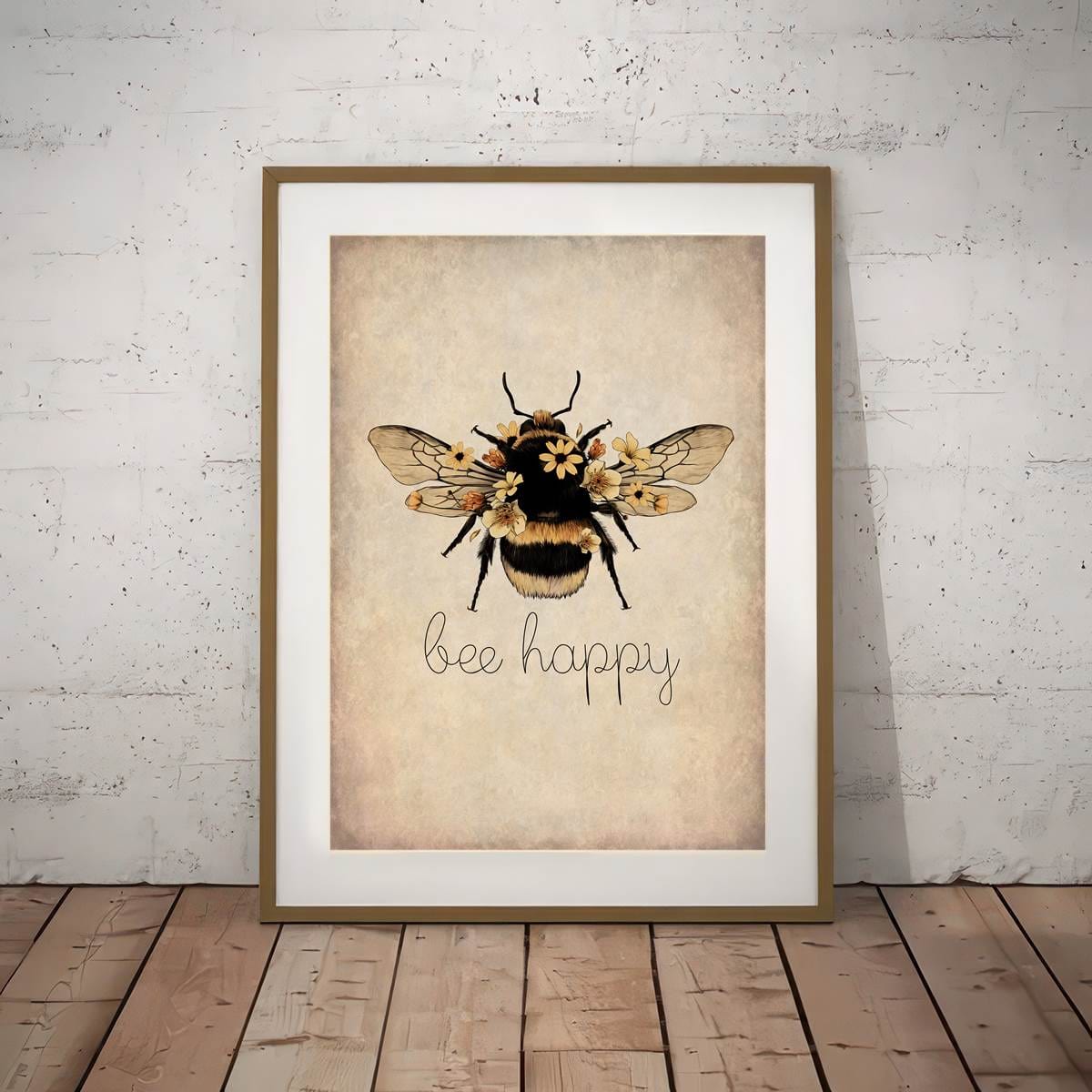 1Stück, Leinwand Poster, Bee Happy Druck - Bee Kind, Bee Yourself, Natur Druck, Bee Lover Wandkunst, Für Wohnzimmer Schlafzimmer, Wanddeko, Wohnaccessoire, Inspirierendes Zitat, Unrahmt