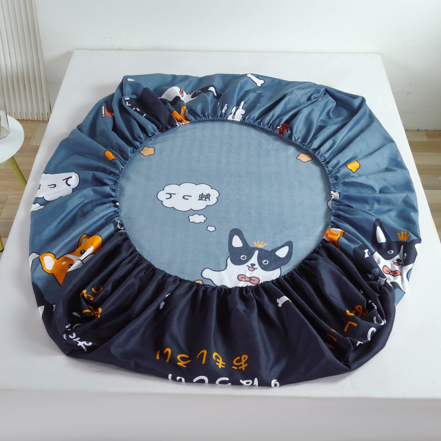 1pc Cartoon Dog Print Spannbettlaken (Ohne Kissenbezug), Weiche Bequeme Bettwäsche Matratzenauflage, Für Schlafzimmer, Gästezimmer, Mit Tiefem Taschen, Nur Spannbettlaken