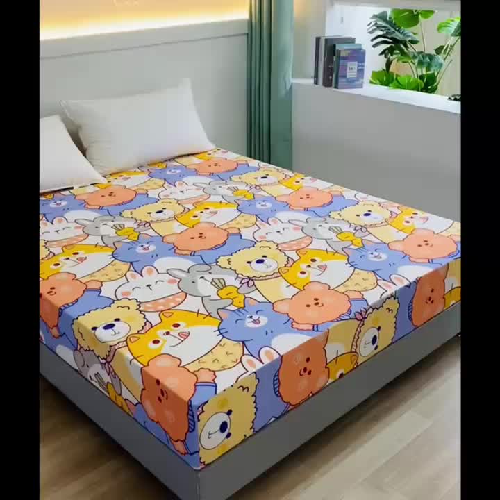 1pc Cartoon Dog Print Spannbettlaken (Ohne Kissenbezug), Weiche Bequeme Bettwäsche Matratzenauflage, Für Schlafzimmer, Gästezimmer, Mit Tiefem Taschen, Nur Spannbettlaken