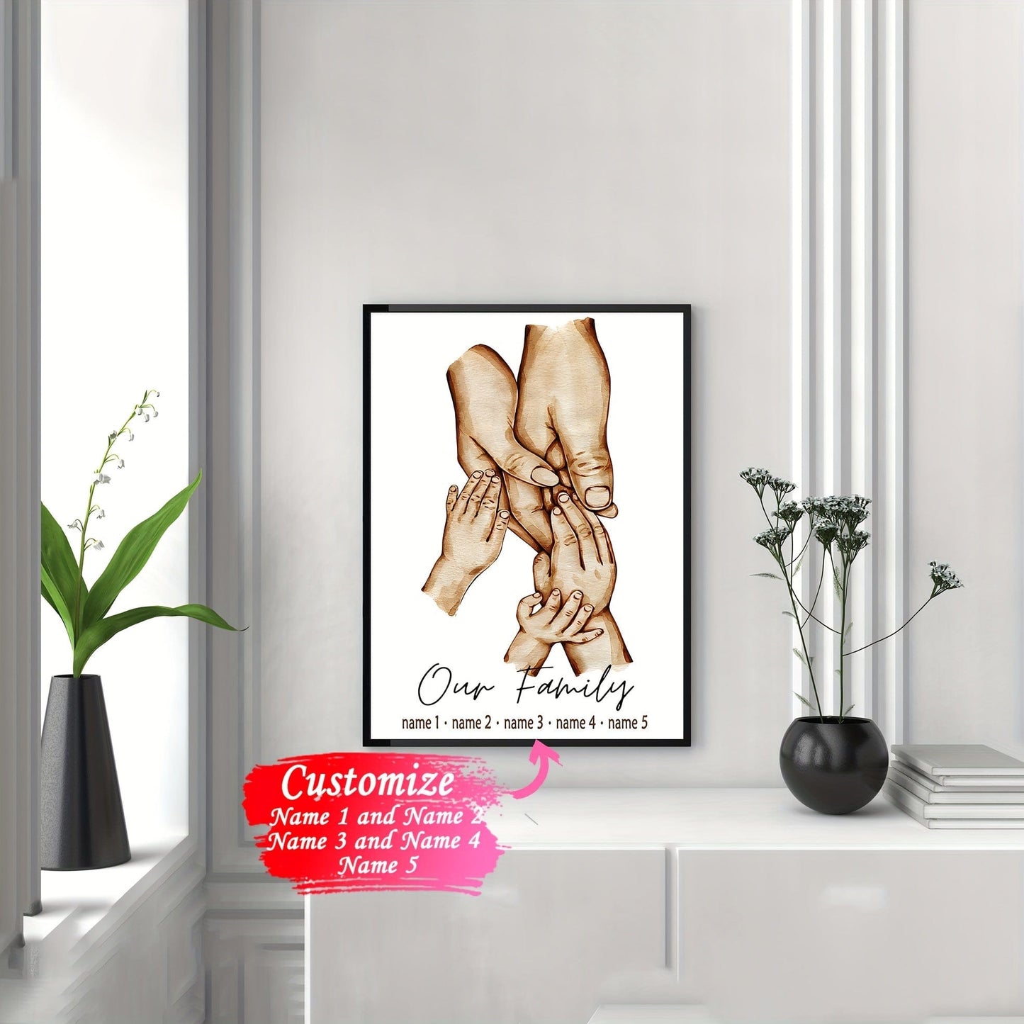 1 Stück anpassbares ungerahmtes Poster, personalisiertes Familienmitglied Name Poster ideales Geschenk für Schlafzimmer Wohnzimmer Flur, Wandkunst, Wanddekoration, Winterdekoration, Wanddekoration, Raumdekoration