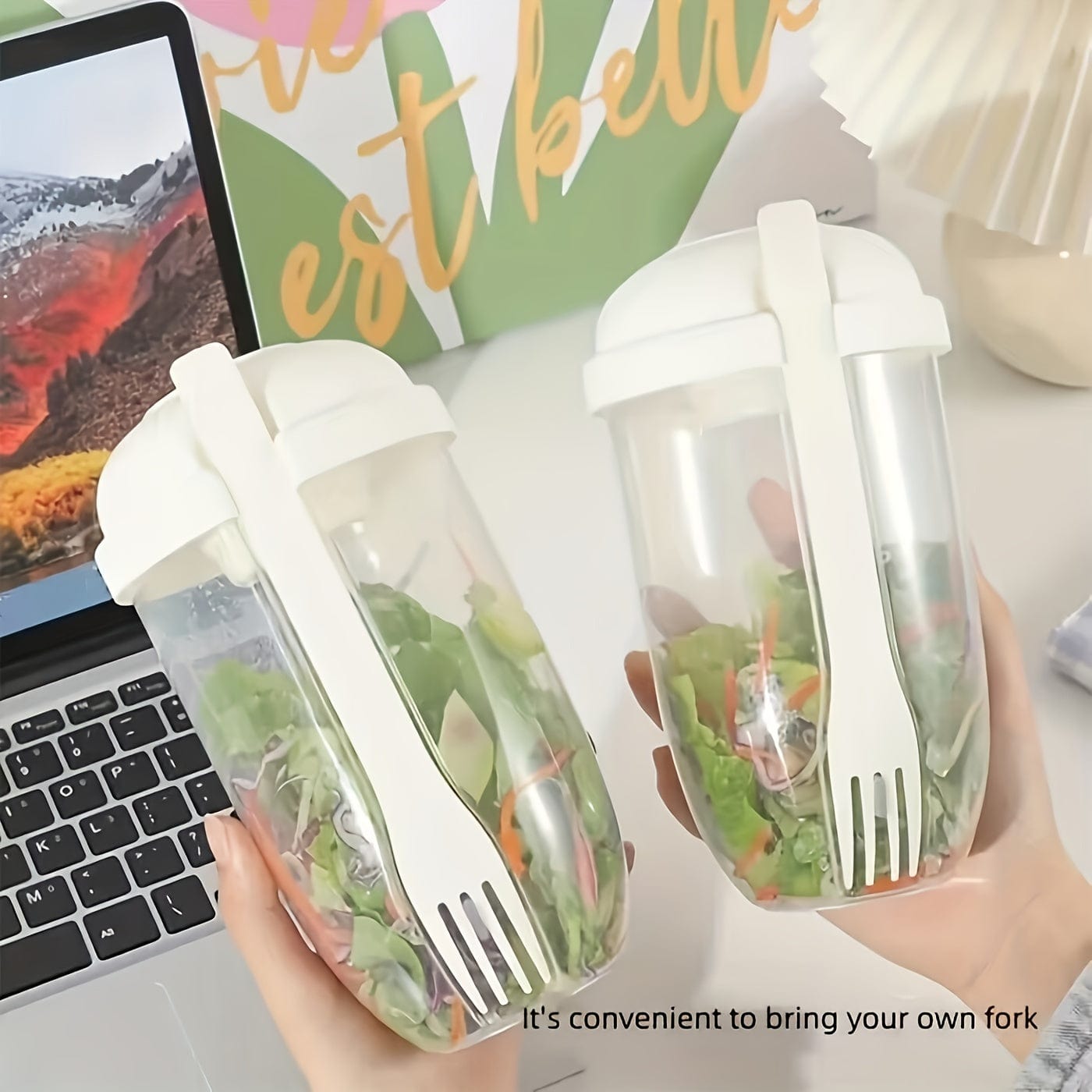1 Stück, Frischer Salatbecher, Fit halten Salat Mahlzeiten Shaker Becher, 1000ml/33.81oz, Tragbarer Obst Gemüse Milchbecher, 19.99cm X 5.92cm