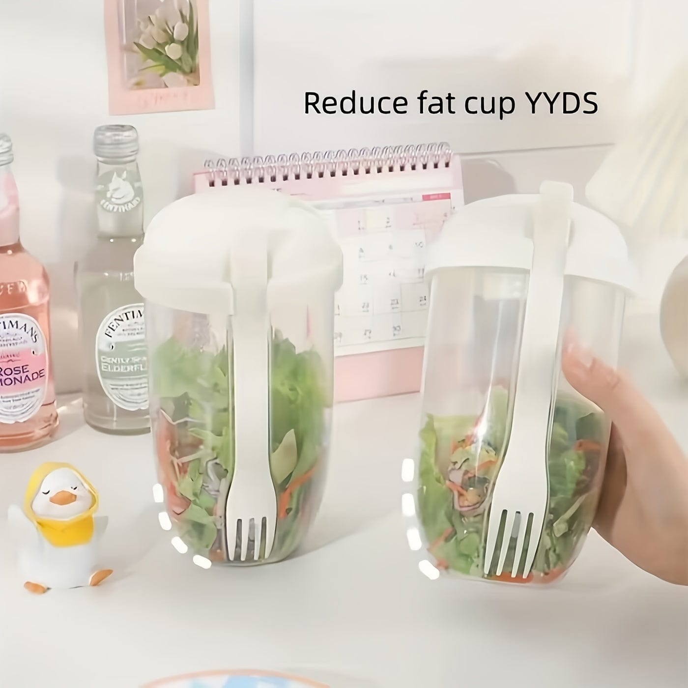 1 Stück, Frischer Salatbecher, Fit halten Salat Mahlzeiten Shaker Becher, 1000ml/33.81oz, Tragbarer Obst Gemüse Milchbecher, 19.99cm X 5.92cm