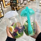 1 Stück, Frischer Salatbecher, Fit halten Salat Mahlzeiten Shaker Becher, 1000ml/33.81oz, Tragbarer Obst Gemüse Milchbecher, 19.99cm X 5.92cm