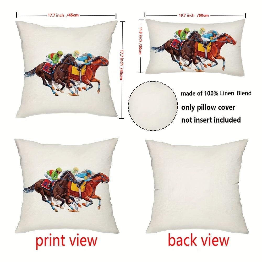 1 Stück, Kentucky Derby Kissenbezug, Run For The Roses Jockey Pferderenn-Themenparty Dekoration für Couch Sofa, ohne Kissenfüllung