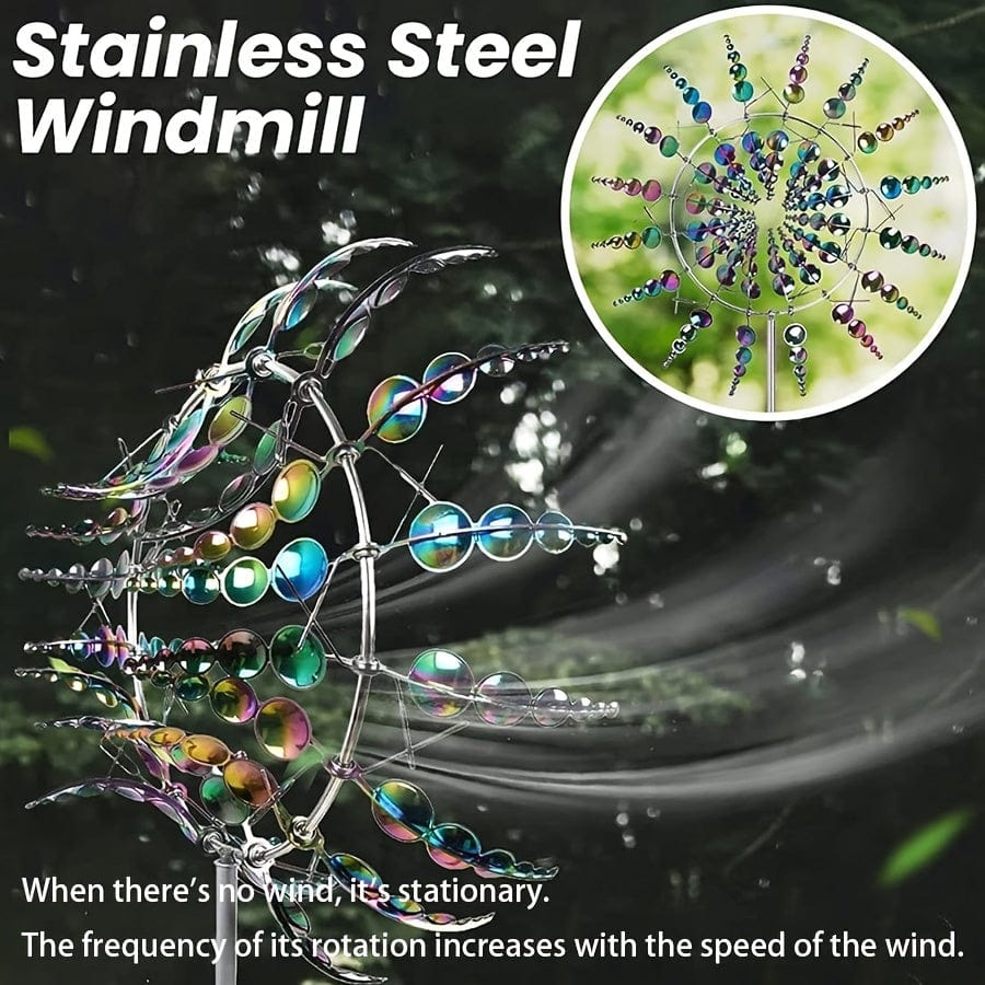 1 Stück Magischer Metall-Windmühle, 3D Metall Outdoor Windspiel für Hof und Garten, Einzigartige Metall kinetische Winds skulpturen & Windspiel, Windfänger Metall Outdoor Rasen Terrasse Dekoration Wind skulptur