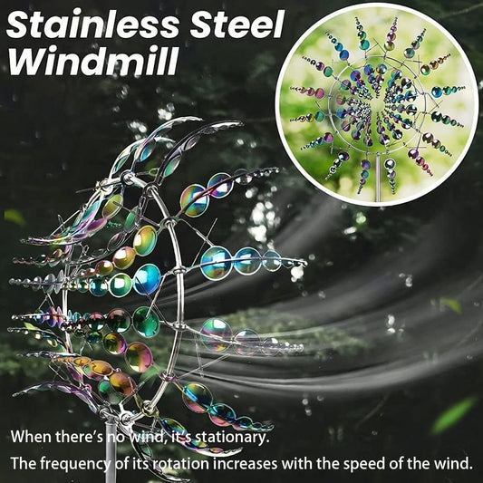 1 Stück Magischer Metall-Windmühle, 3D Metall Outdoor Windspiel für Hof und Garten, Einzigartige Metall kinetische Winds skulpturen & Windspiel, Windfänger Metall Outdoor Rasen Terrasse Dekoration Wind skulptur