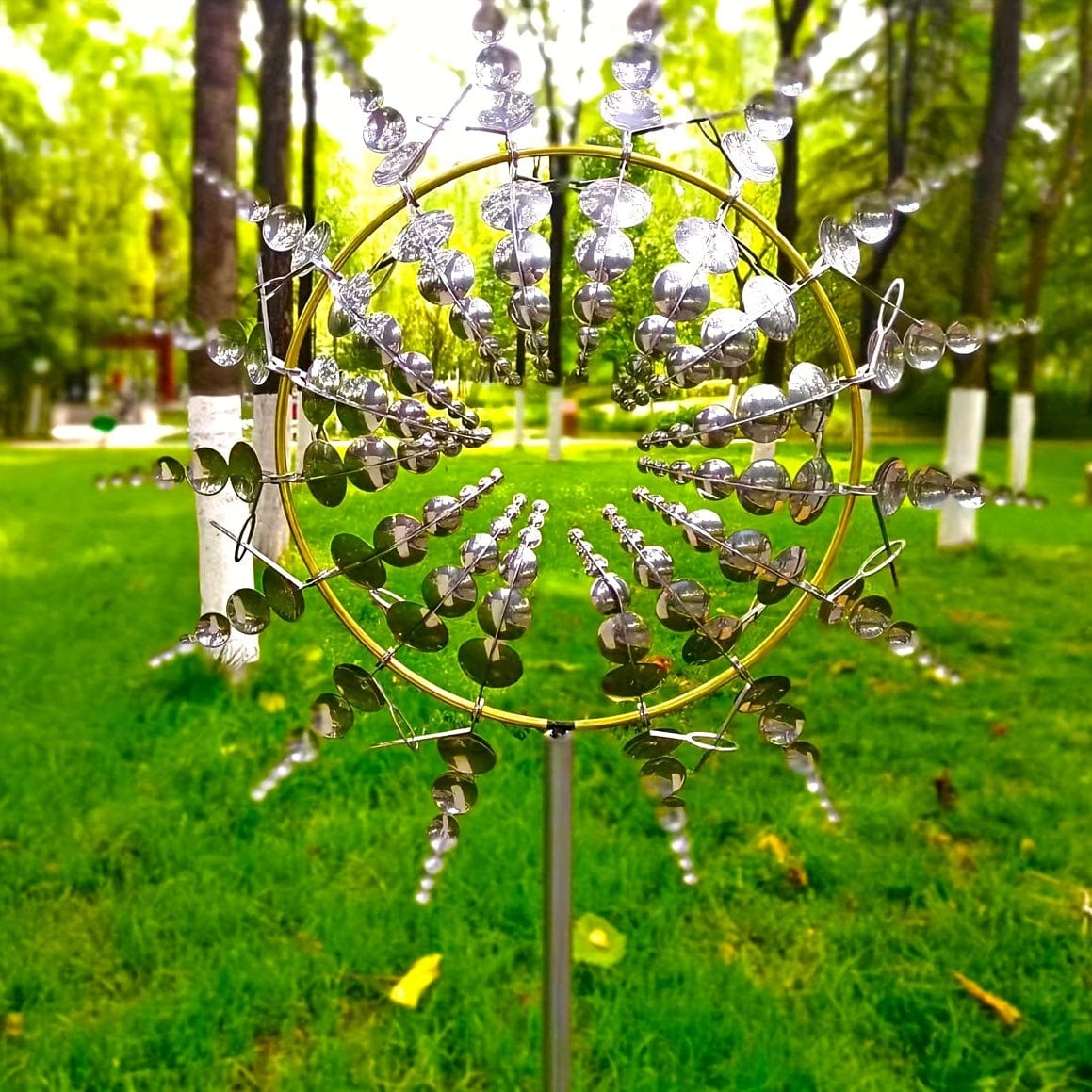 1 Stück Magischer Metall-Windmühle, 3D Metall Outdoor Windspiel für Hof und Garten, Einzigartige Metall kinetische Winds skulpturen & Windspiel, Windfänger Metall Outdoor Rasen Terrasse Dekoration Wind skulptur