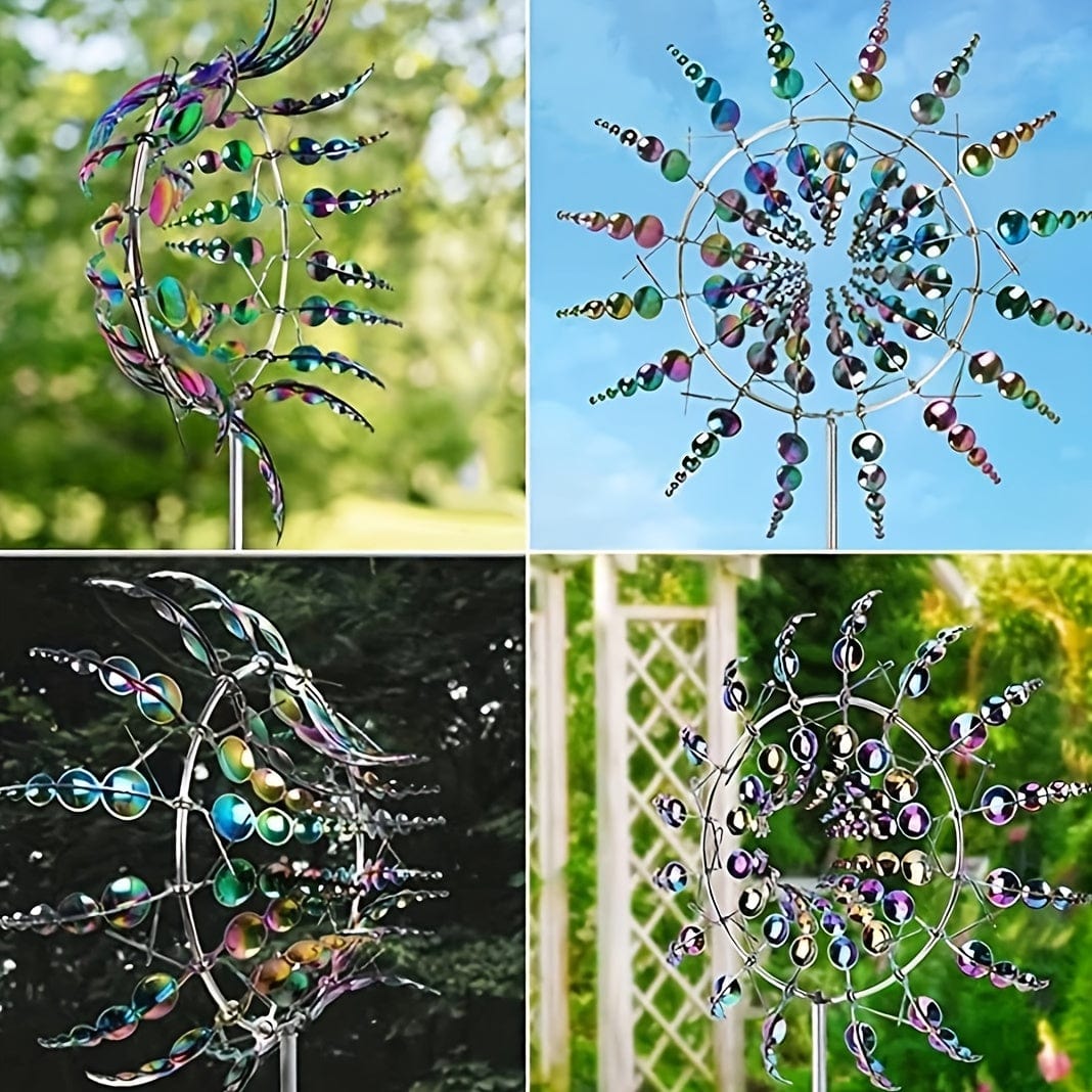 1 Stück Magischer Metall-Windmühle, 3D Metall Outdoor Windspiel für Hof und Garten, Einzigartige Metall kinetische Winds skulpturen & Windspiel, Windfänger Metall Outdoor Rasen Terrasse Dekoration Wind skulptur