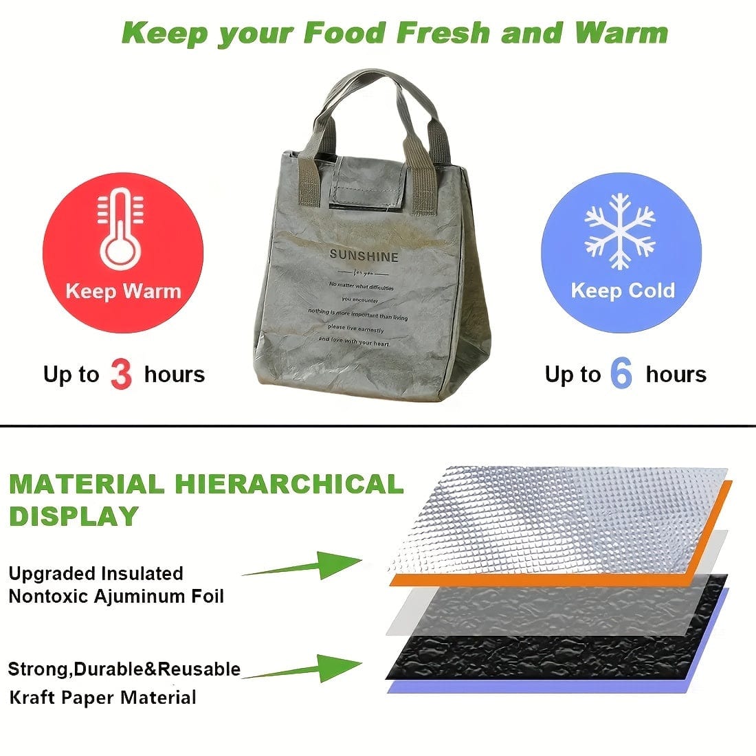 1 Stück Papier Bento Tasche Wasserdicht und Ölproof Isolier Tasche Lunchbox Tasche Handtasche Büromitarbeiter Lunchbox Tasche