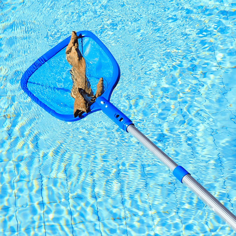 1 Stück Pool Skimmer Poolnetz 3-teilige Stange, Pool Skimmer Netz mit feinem Maschengewebe, teleskopische Aluminiumstange, Kunststoffrahmen, ultrafeiner Pool Skimmer für Teiche, Fischteich, Whirlpool, 17"x35"