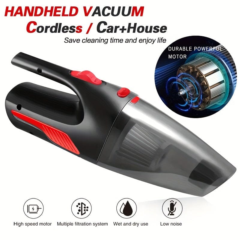 1 Stück, Leistungsstarker Handheld Wireless Auto-Staubsauger Mit Doppelverwendung Für Zuhause Und Auto, USB-Ladung, Kabellos, Mini Haushaltsstaubsauger Mit 4000mAh/44w/40dps