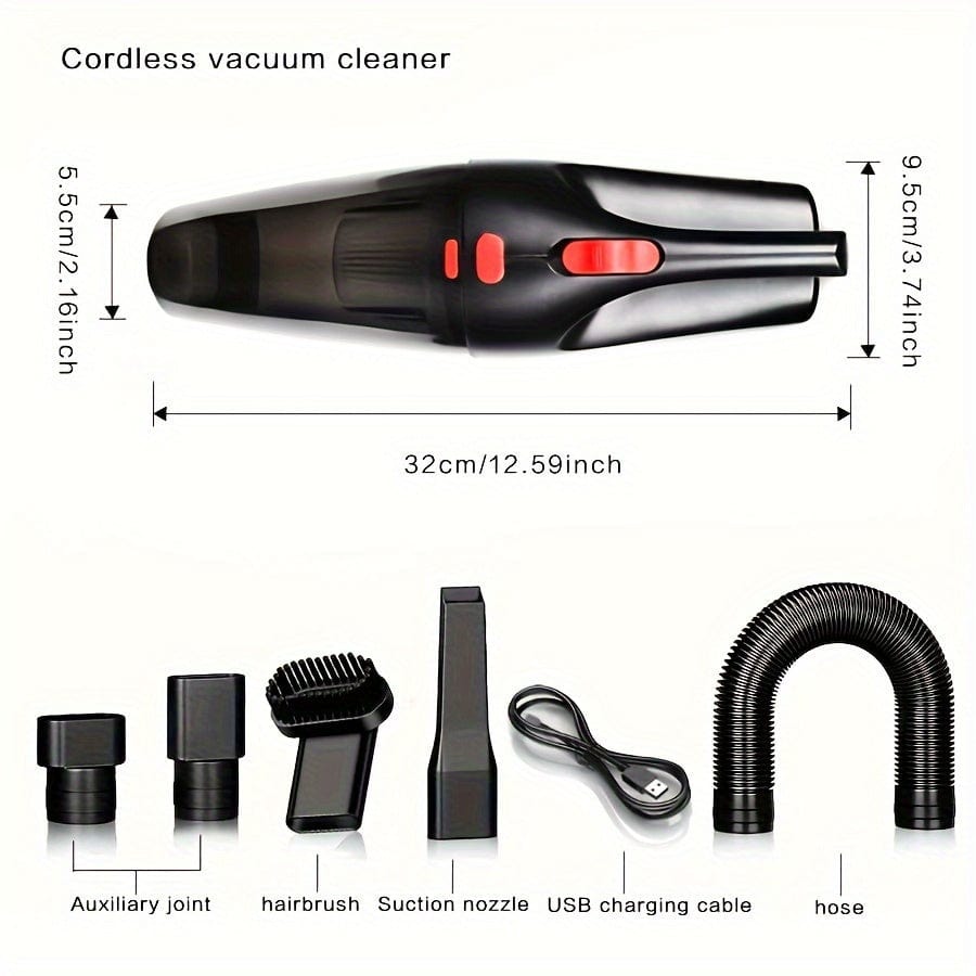1 Stück, Leistungsstarker Handheld Wireless Auto-Staubsauger Mit Doppelverwendung Für Zuhause Und Auto, USB-Ladung, Kabellos, Mini Haushaltsstaubsauger Mit 4000mAh/44w/40dps