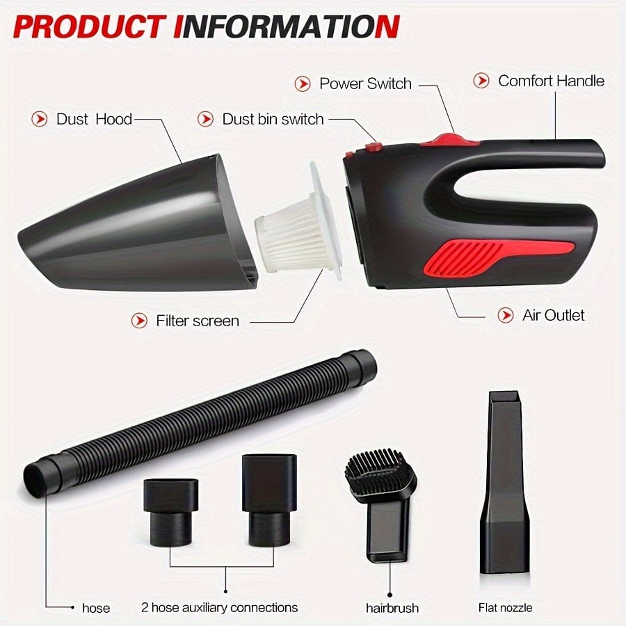 1 Stück, Leistungsstarker Handheld Wireless Auto-Staubsauger Mit Doppelverwendung Für Zuhause Und Auto, USB-Ladung, Kabellos, Mini Haushaltsstaubsauger Mit 4000mAh/44w/40dps