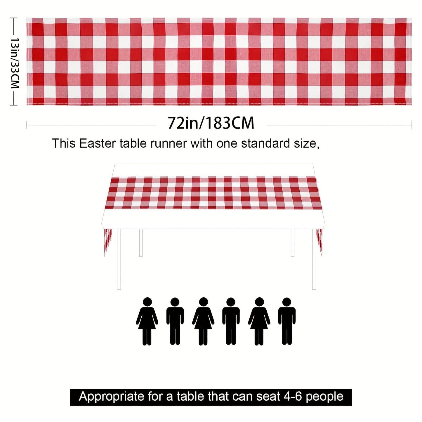 1 Stück Rot und Weiß Gingham Tischläufer, 13 × 72 Zoll Rot Buffalo Check Tischdecke Läufer für Bauernhaus Rustikal, 4. Juli Patriotische Weihnachten Hochzeit Outdoor Picknick Camping Party Tischdekoration