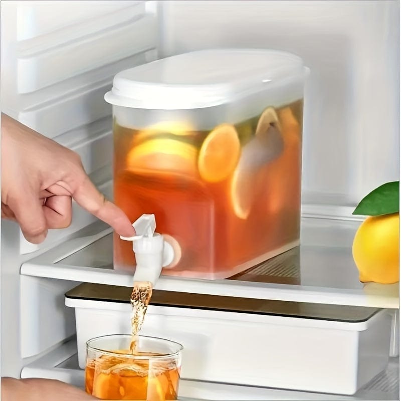 1 Stück, Kühlschrank Kaltkanne, Sommer Kühlung große Kapazität Fruchttee Kanne, Haushalts Hitzebeständiger Getränkebehälter, Mit Wasserhahn Eiswasser Saftbehälter, Küchenbedarf, Barbedarf