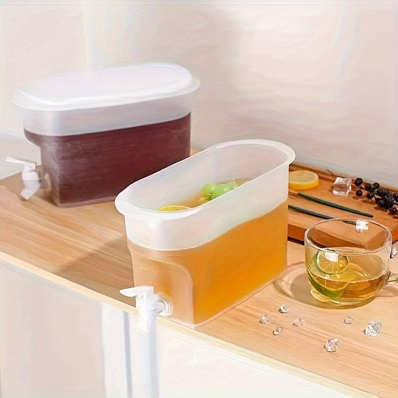 1 Stück, Kühlschrank Kaltkanne, Sommer Kühlung große Kapazität Fruchttee Kanne, Haushalts Hitzebeständiger Getränkebehälter, Mit Wasserhahn Eiswasser Saftbehälter, Küchenbedarf, Barbedarf
