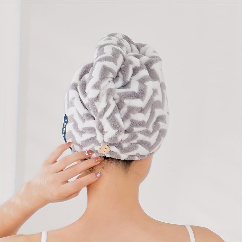 1 Stück Streifen Schnelltrocknendes Haartuch Wrap, Bequemes Schnelltrocknendes Haarturban, Weiches Haartrockentuch, Premium Kopf-Handtuch Wrap, Badezimmerbedarf, Haushaltsbedarf