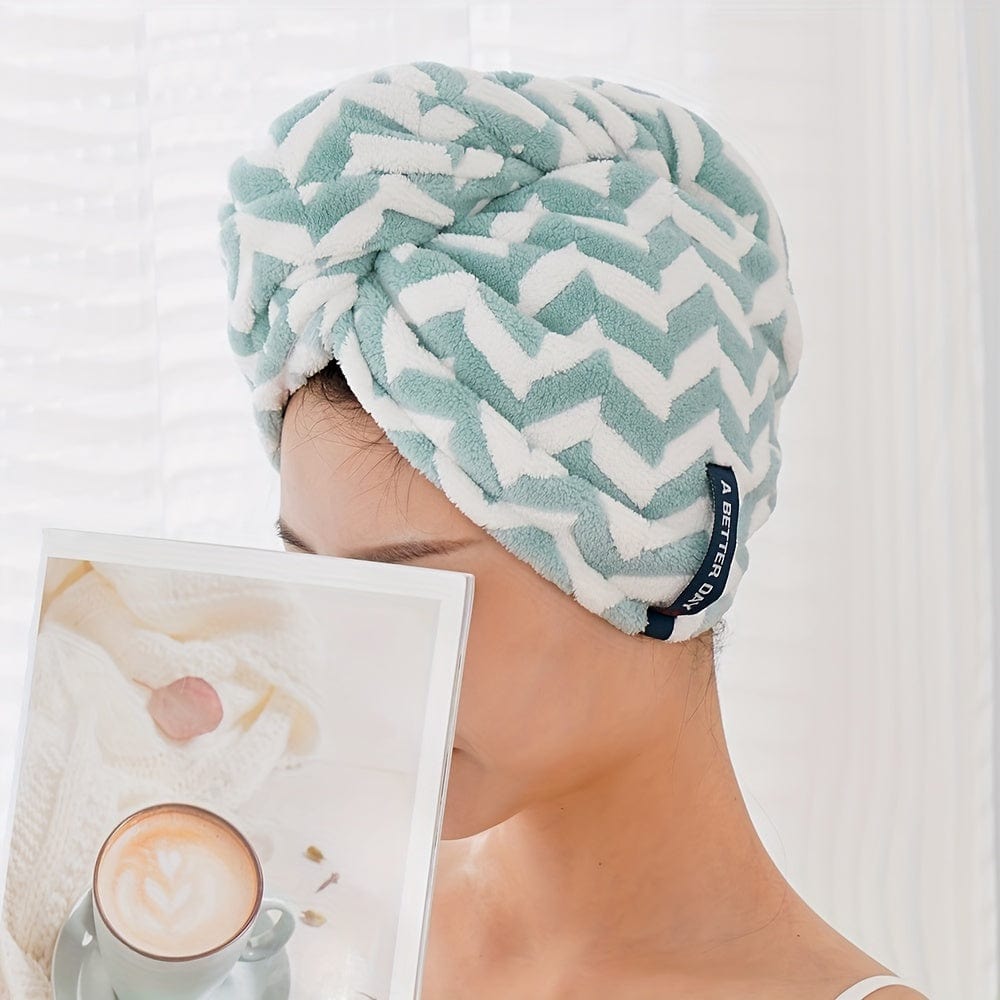 1 Stück Streifen Schnelltrocknendes Haartuch Wrap, Bequemes Schnelltrocknendes Haarturban, Weiches Haartrockentuch, Premium Kopf-Handtuch Wrap, Badezimmerbedarf, Haushaltsbedarf