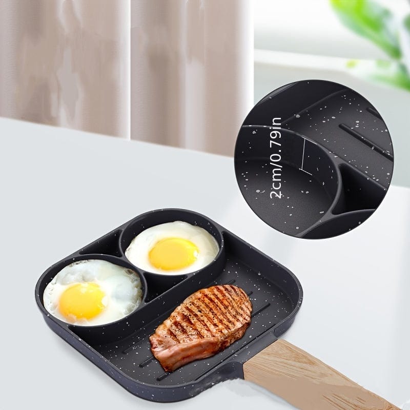 1 Stück Drei In Einem Eier Bratpfanne, Antihaft Frühstückspfanne, Flacher Boden Ei, Burger Pfanne, Haushalts Steak Bratpfanne, Küchenzubehör, Küchenbedarf