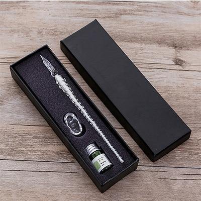 Glas Dip Pen Unterschriftenstift Füllfederhalter Büro Geschäft Schule Schreibwaren Geschenkset Stift + Tinte Set